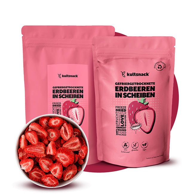 Fragole liofilizzate a fette 350g (250g + 100g)