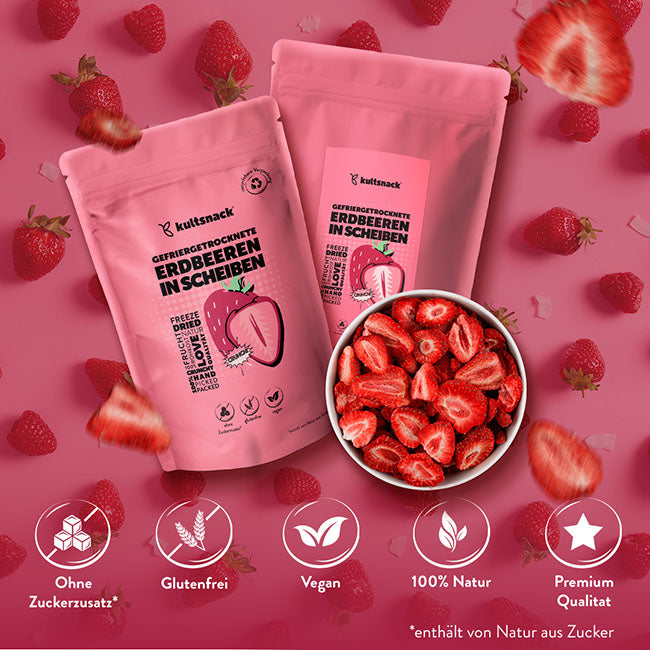 Fragole liofilizzate a fette 350g (250g + 100g)