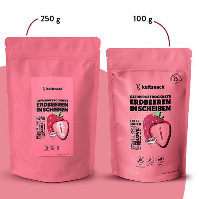 Fragole liofilizzate a fette 350g (250g + 100g)
